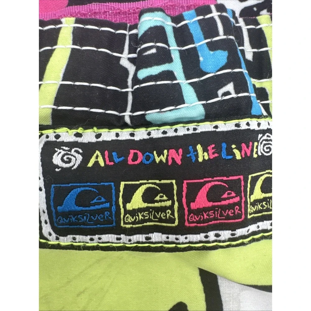 VINTAGE Quiksilver Board Shorts Mens 34 Multicolor 80s Surf Graphic Trunks